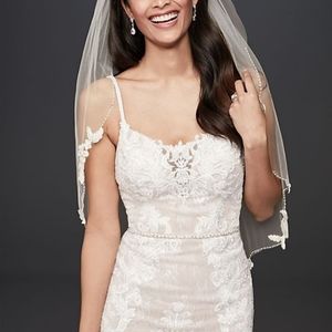 FLORAL LACE AND CRYSTAL TRIMMED WEDDING VEIL